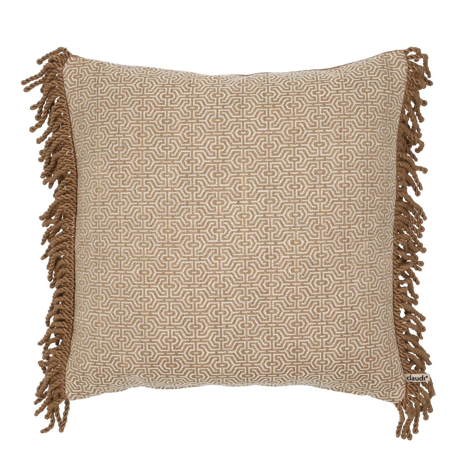 Claudi Kussen Mylano Dark Sand + Bullion Fringe Dark Gold (2 Sides) 40 x 60 cm