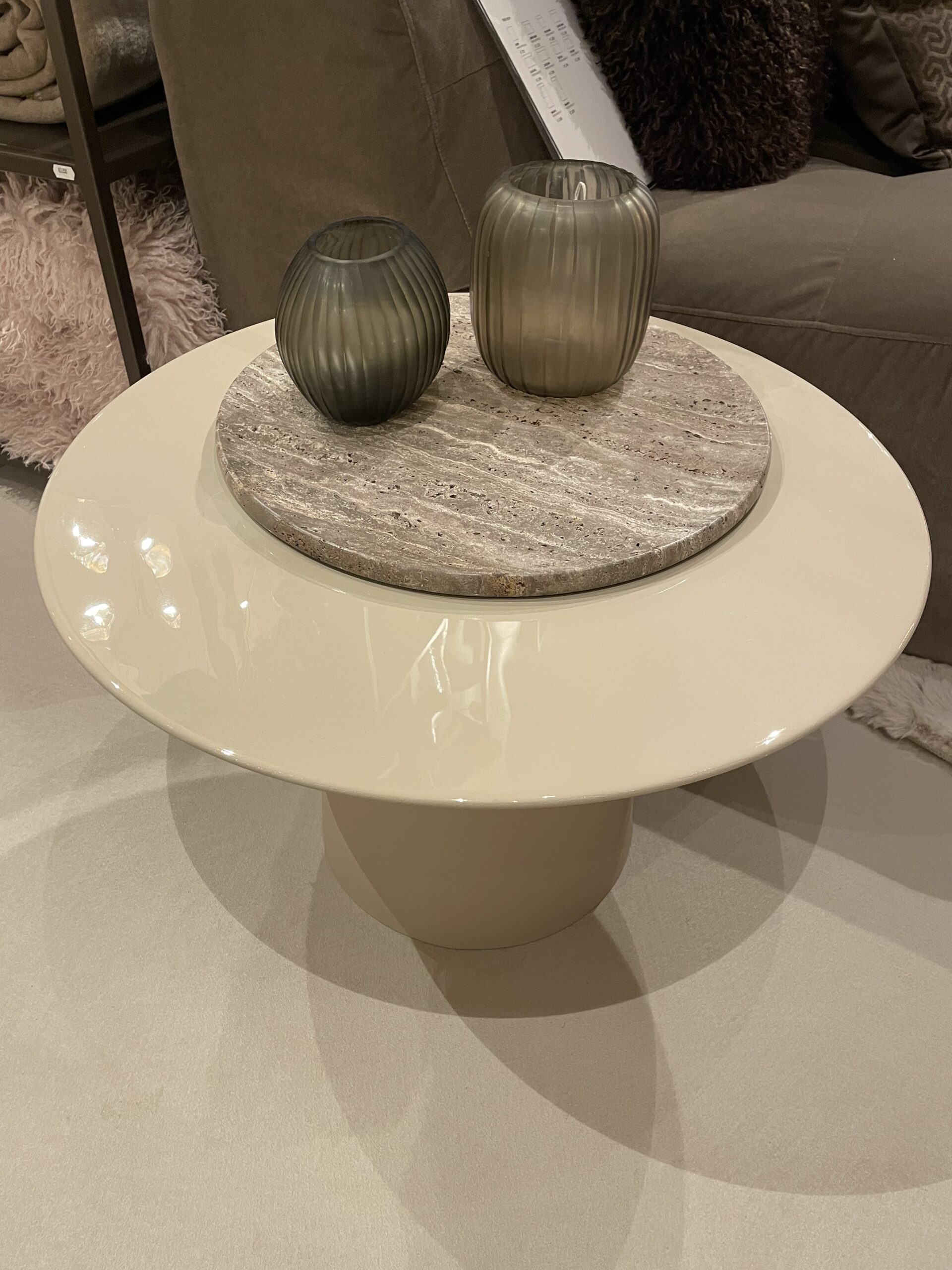 Bijzettafel Glanzend Beige