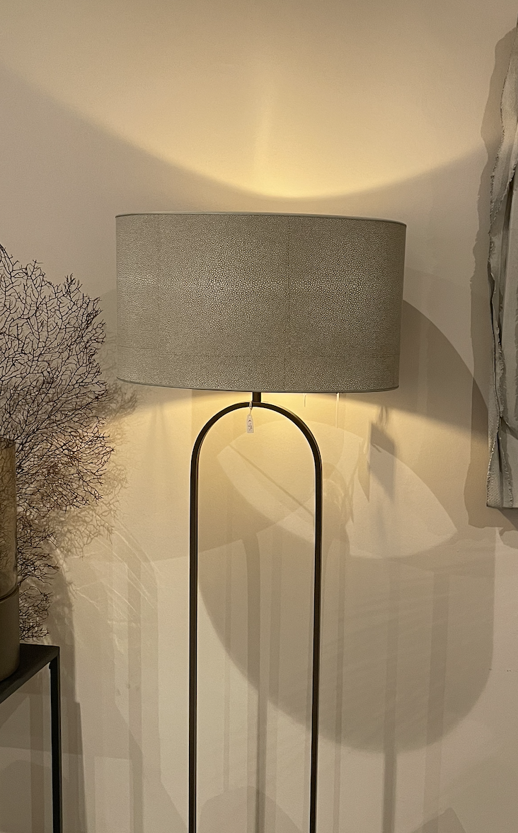 Vloerlamp Rond Voet Bronze Kap Taupe - Afbeelding 2