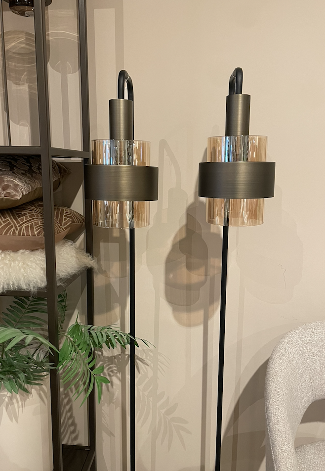 Vloerlamp Bronze/Zwart Glas